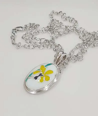 home orchid enamel pendant